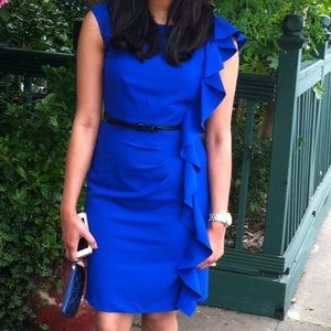 Calvin Klein Luxe Royal Blue Sheath/Bodycon Ruffle